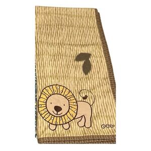 Cocalo Jungle Nursery Reverse Plush Baby Blanket Embroider‎ Appliqué Lion Cotton